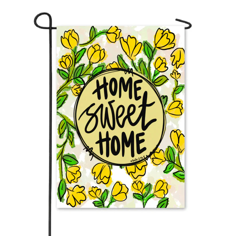 Yellow Floral Home Sweet Home Garden Flag
