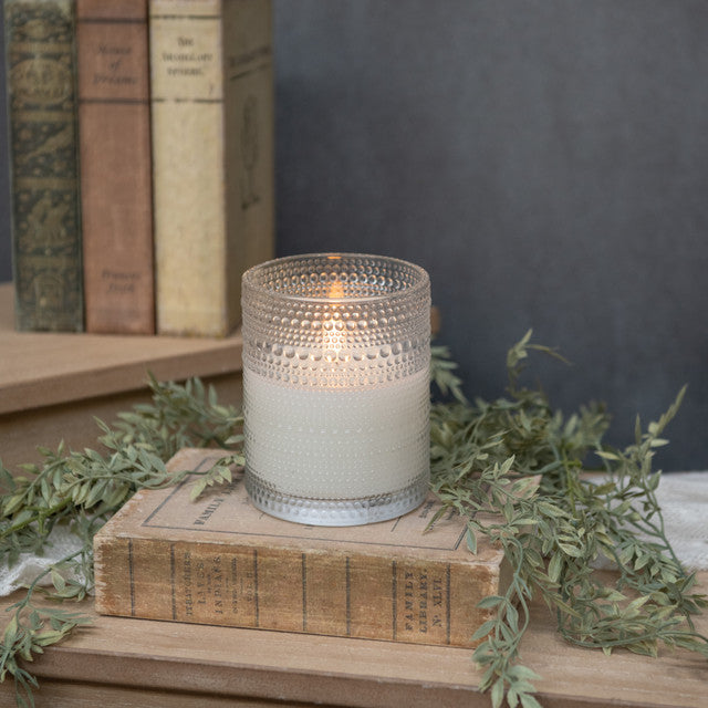 4" Dotted Glass Candle