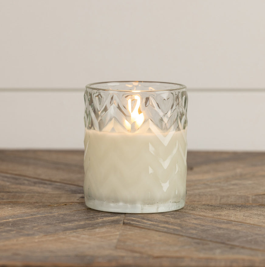 4” Chevron Glass 3D Flame Candle