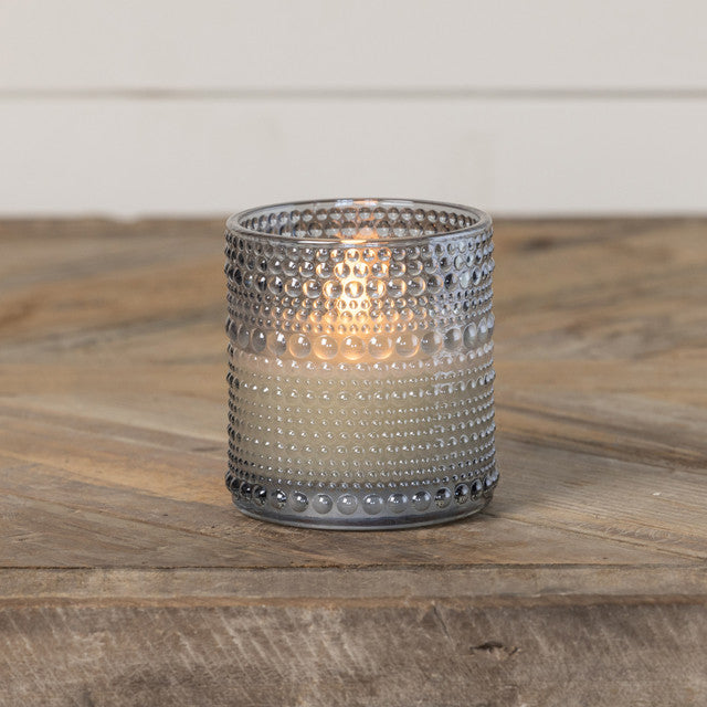 3.25" Grey Dotted Glass Candle