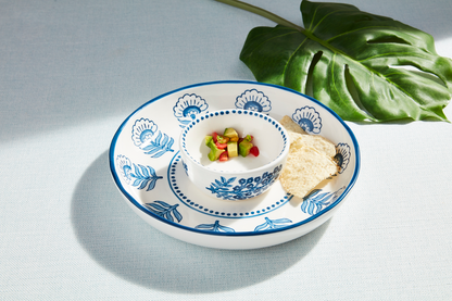 Blue Block Print Chip & Dip Set